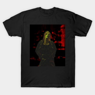 Very cool looking guy. Dark, but so cool. Moon on forehead. Red and yellow. T-Shirt